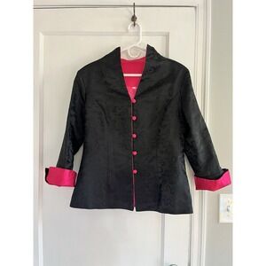 Silk Embroidered Jacket Coat Oriental Style Y2K Traditional Ethnic Button Up L